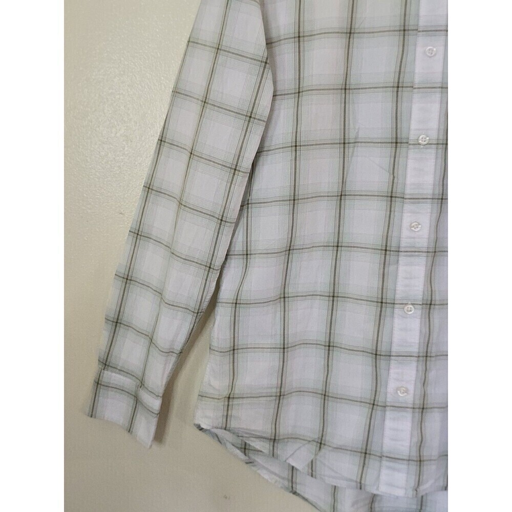 Bonobos Tailored Fit Shirt Mens Size Large Long Green White Plaid Button Down - Picture 7 of 14
